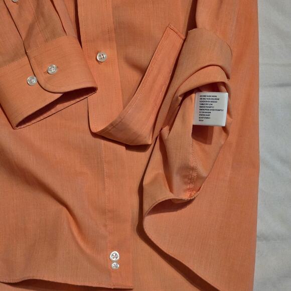 Stafford Orange Broadcloth Button Down Dress Shirt 17   34/35 - Picture 4 of 8